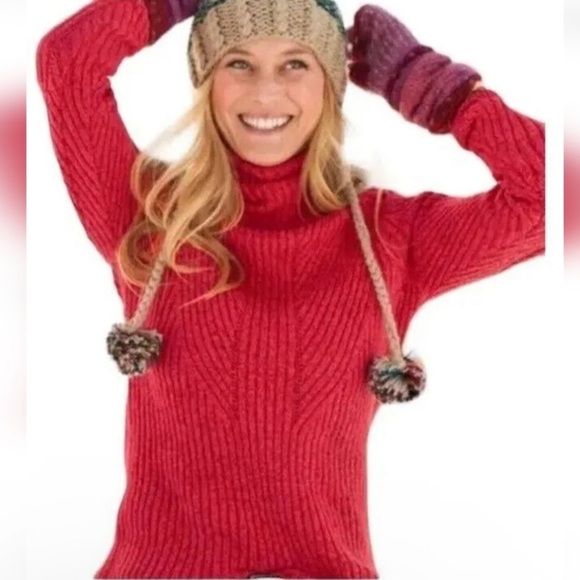 Sundance Toasty Dimensions Ribbed Turtleneck Sweater-Red-Women Size Small - Picture 1 of 5